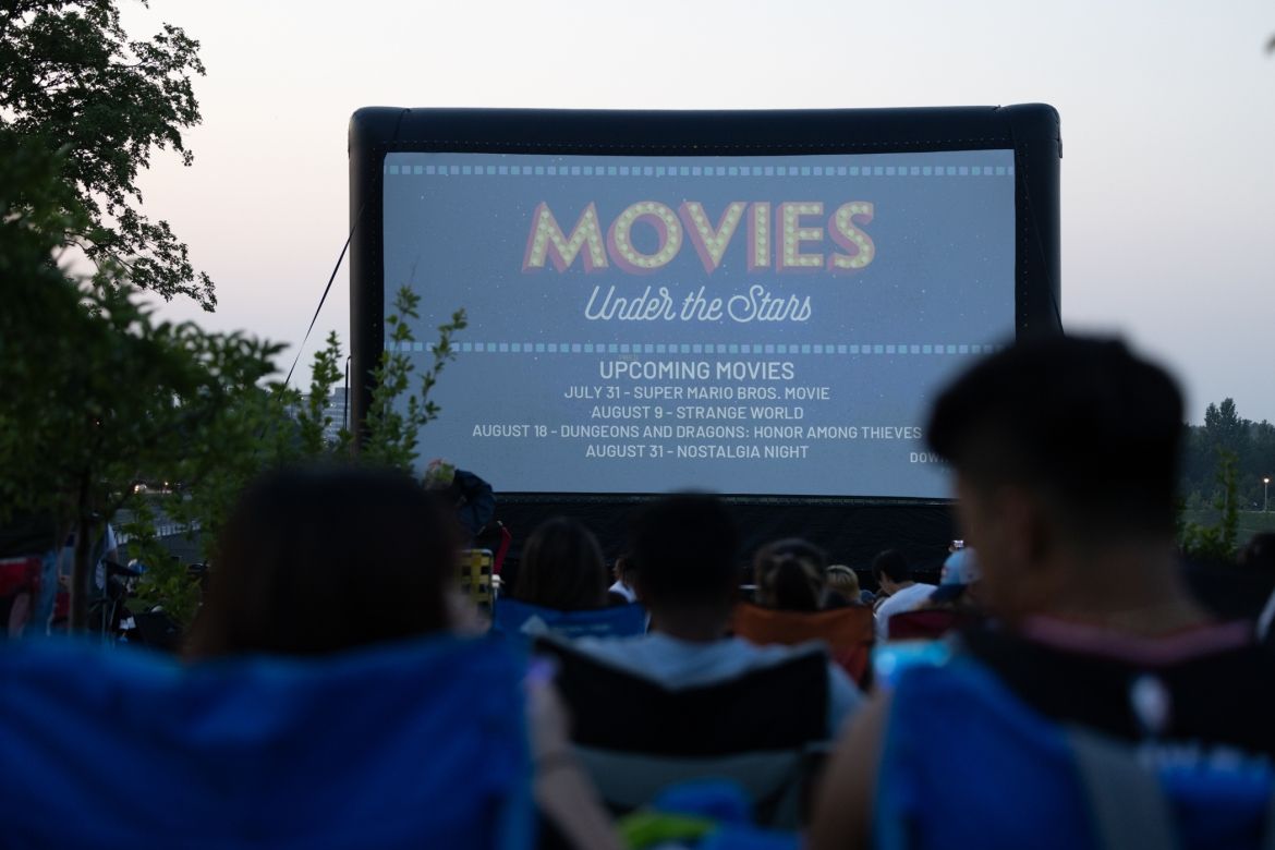 People watching movie screen People watching movie screen