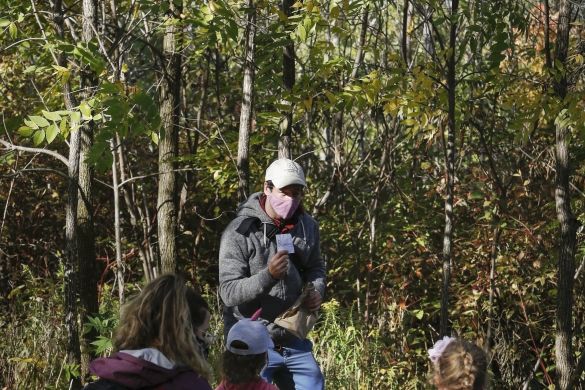 Downsview Park education staff teaching toddlers in the forest.