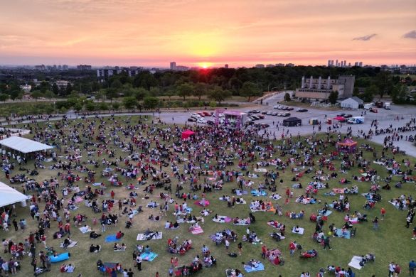 Aerial shot of Canada Day at the festival terrace