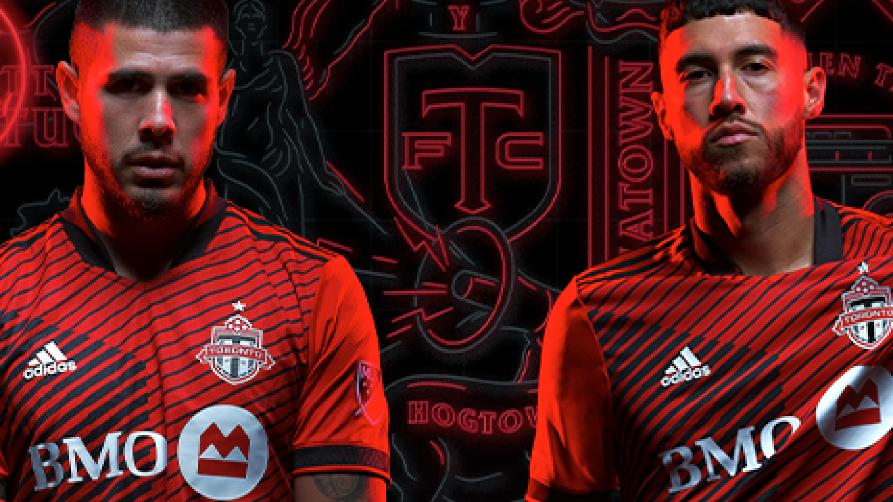 Two athletes in BMO jerseys.
