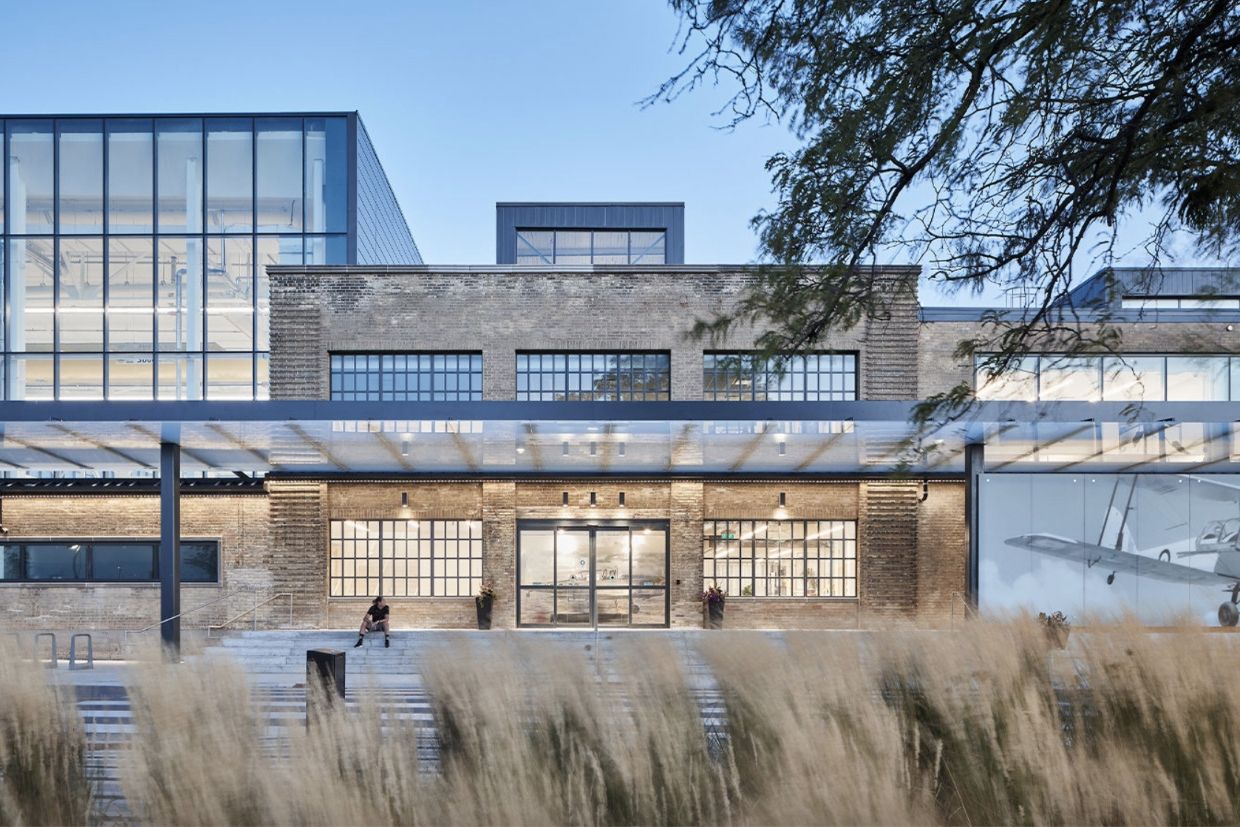 A bright, modern building.