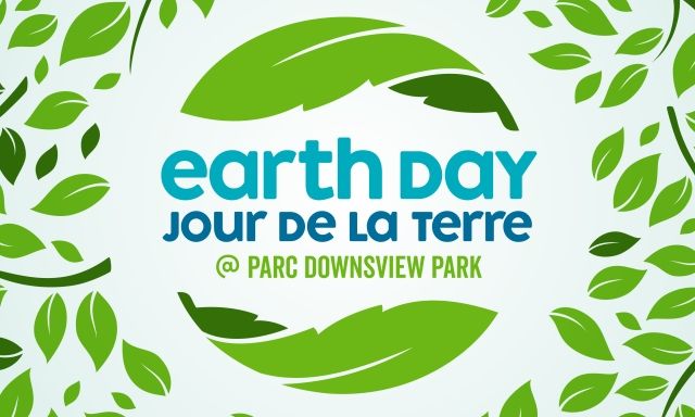 The Earth Day logo surrounded by leaves.
