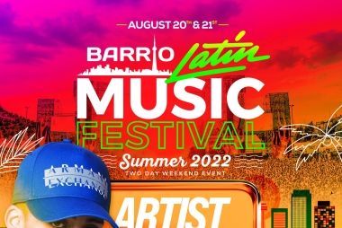 A colourful poster promoting Barrio Latin Music Festival.