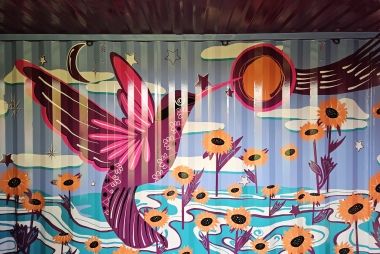 Hummingbird stage mural inside