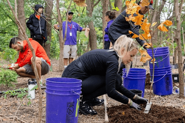 people planting