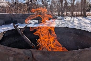 campfire in snow