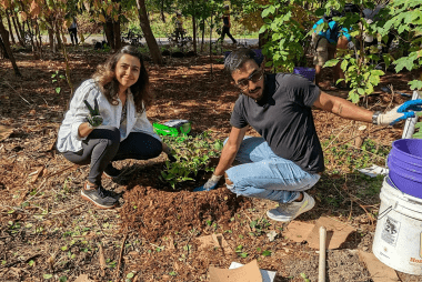 people planting