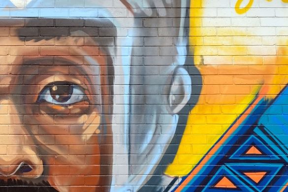 A preview of a colourful mural featuring Ulysses Curtis.