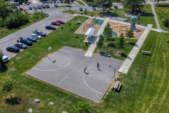 The basketball court and Play Zone from above.
